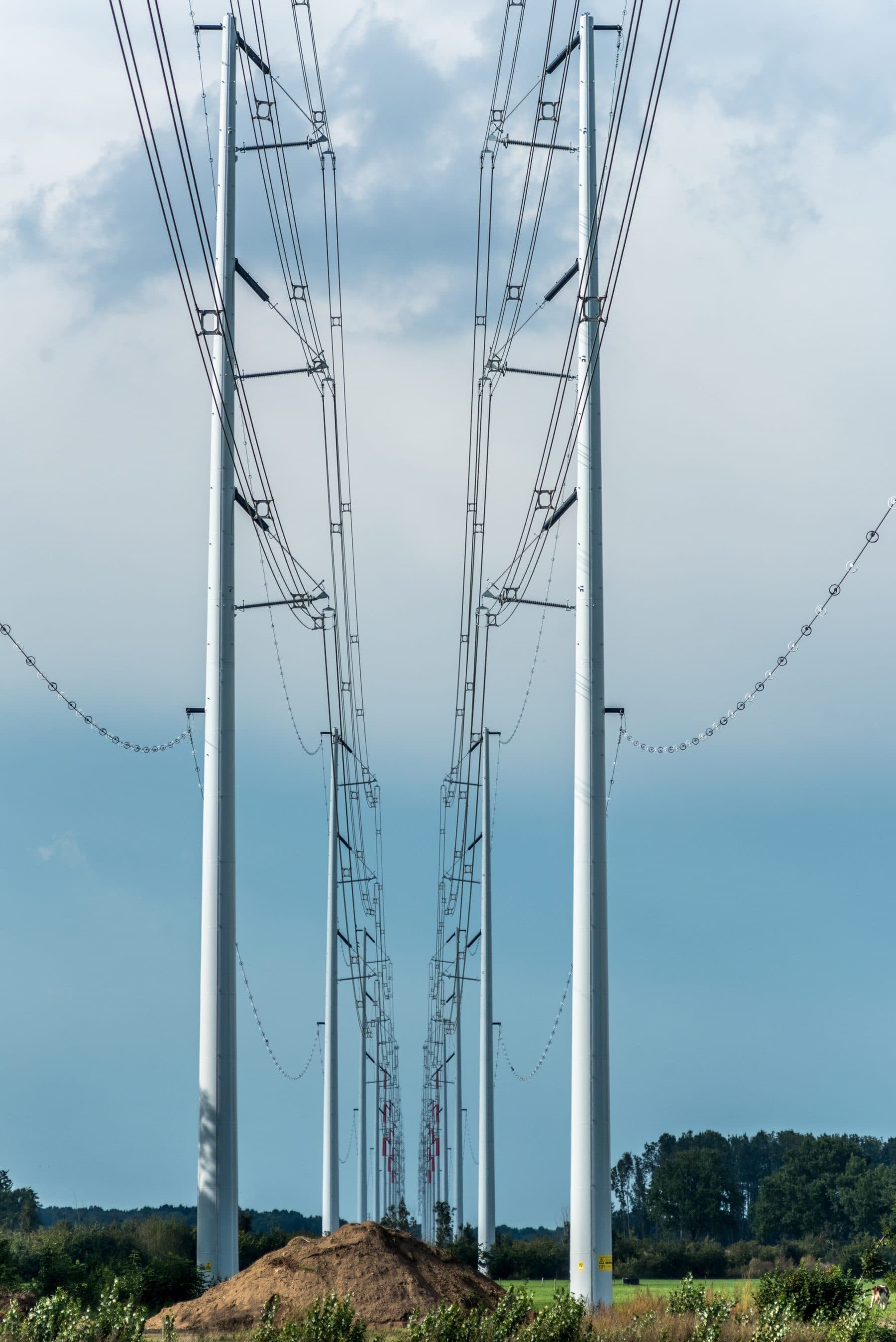 High-voltage transmission pylons